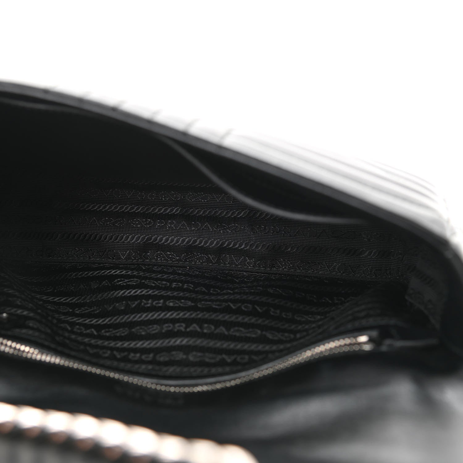 Prada Soft Calfskin Impunture Diagramme Medium Chain Flap Shoulder Bag Black 5 of 12