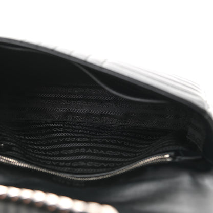 Prada Soft Calfskin Impunture Diagramme Medium Chain Flap Shoulder Bag Black 5 of 12