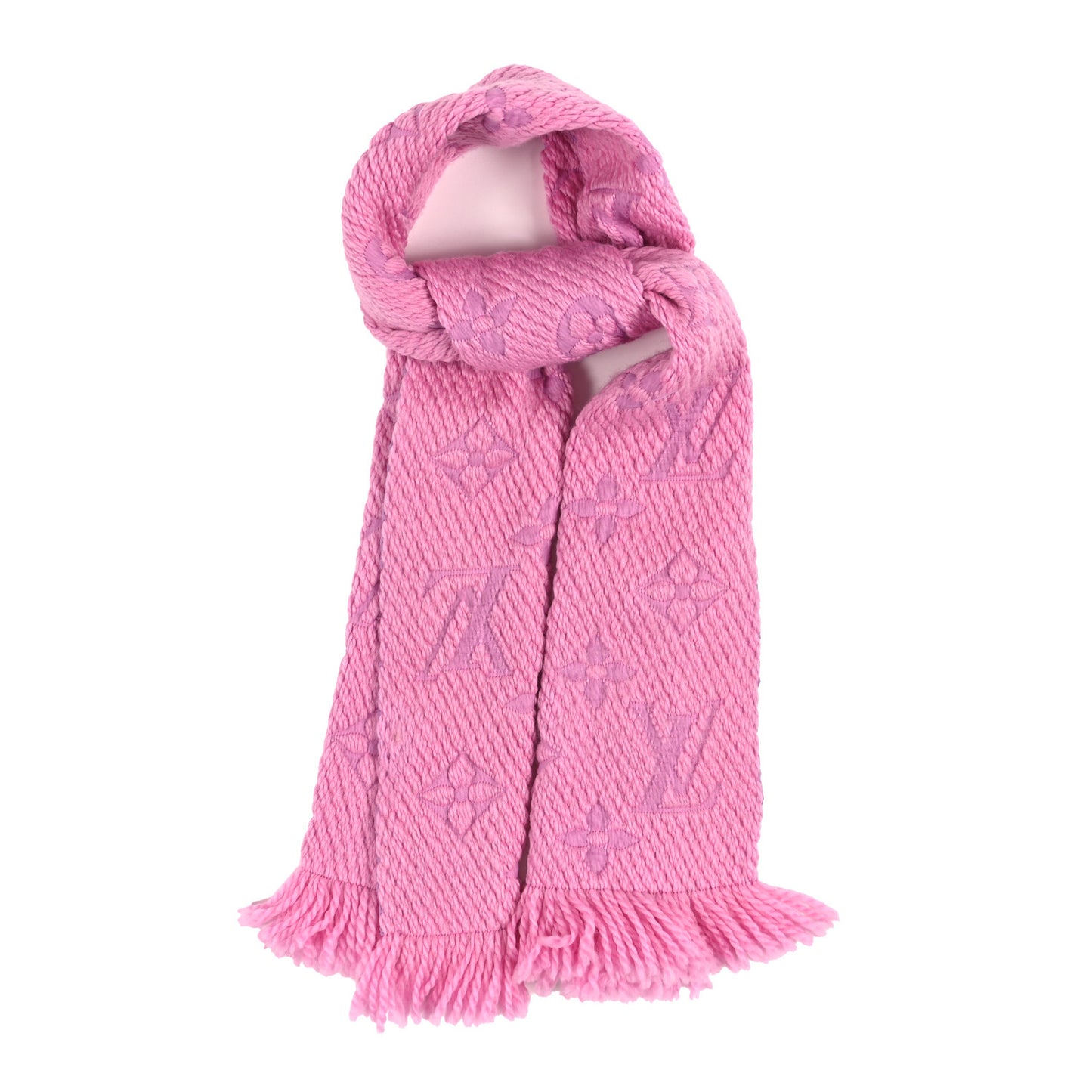 Wool Silk Logomania Scarf Rose