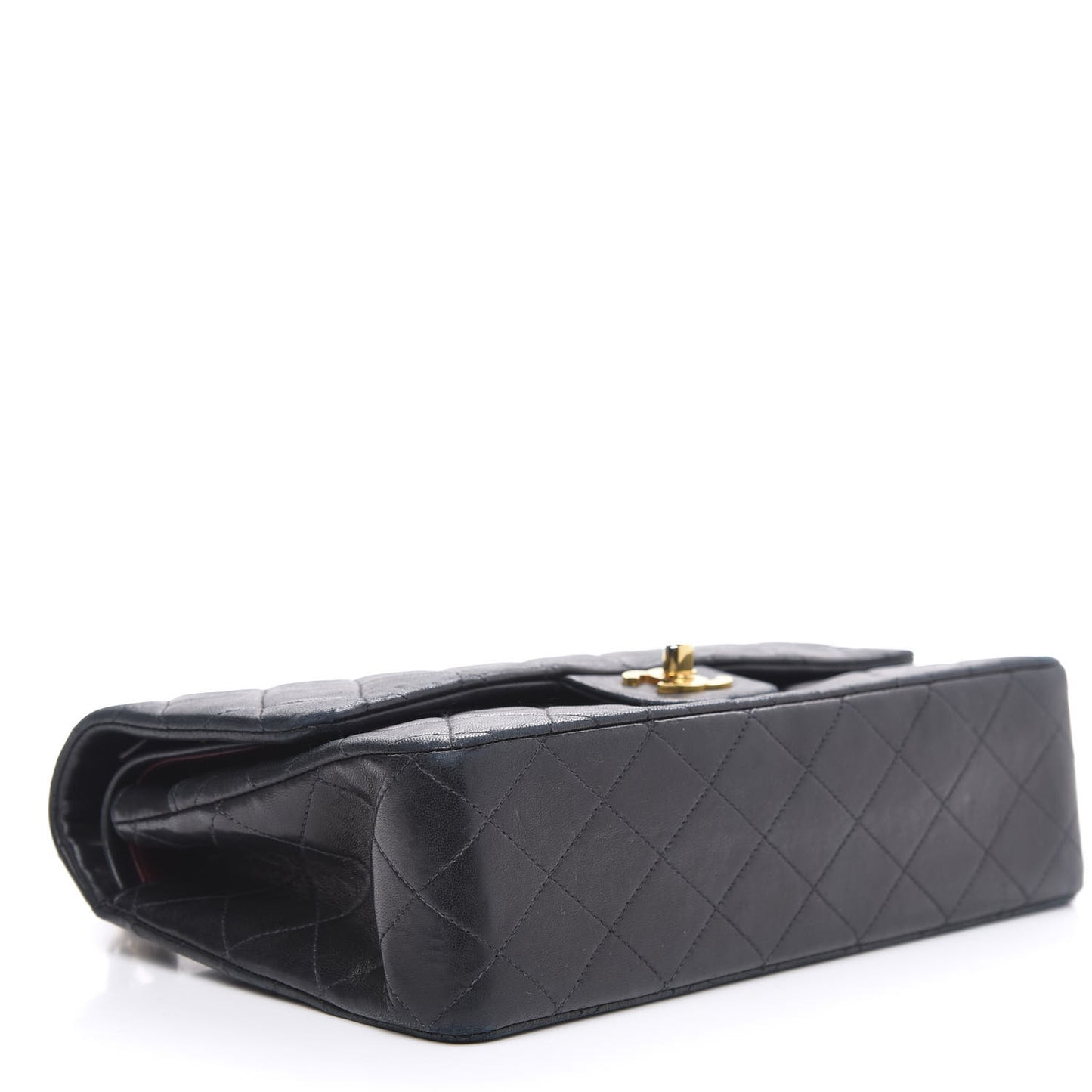 Lambskin Quilted Medium Double Flap Black