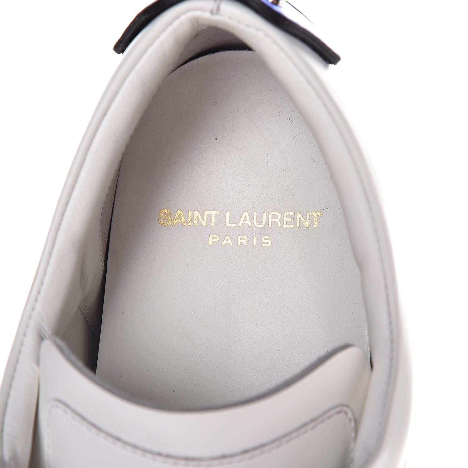 Saint Laurent Calfskin Metallic Ayers Signature Court Lips Sneakers 38 Optic White 9 of 13