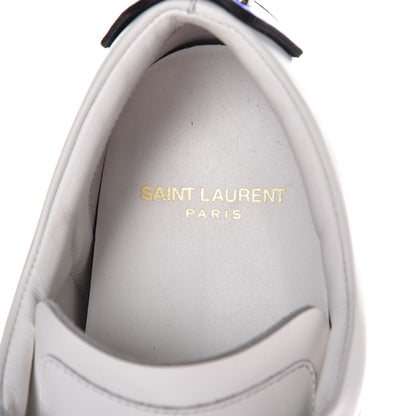 Saint Laurent Calfskin Metallic Ayers Signature Court Lips Sneakers 38 Optic White 9 of 13