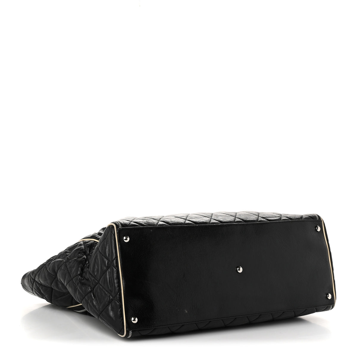 Lambskin Quilted Large East West Tote Black