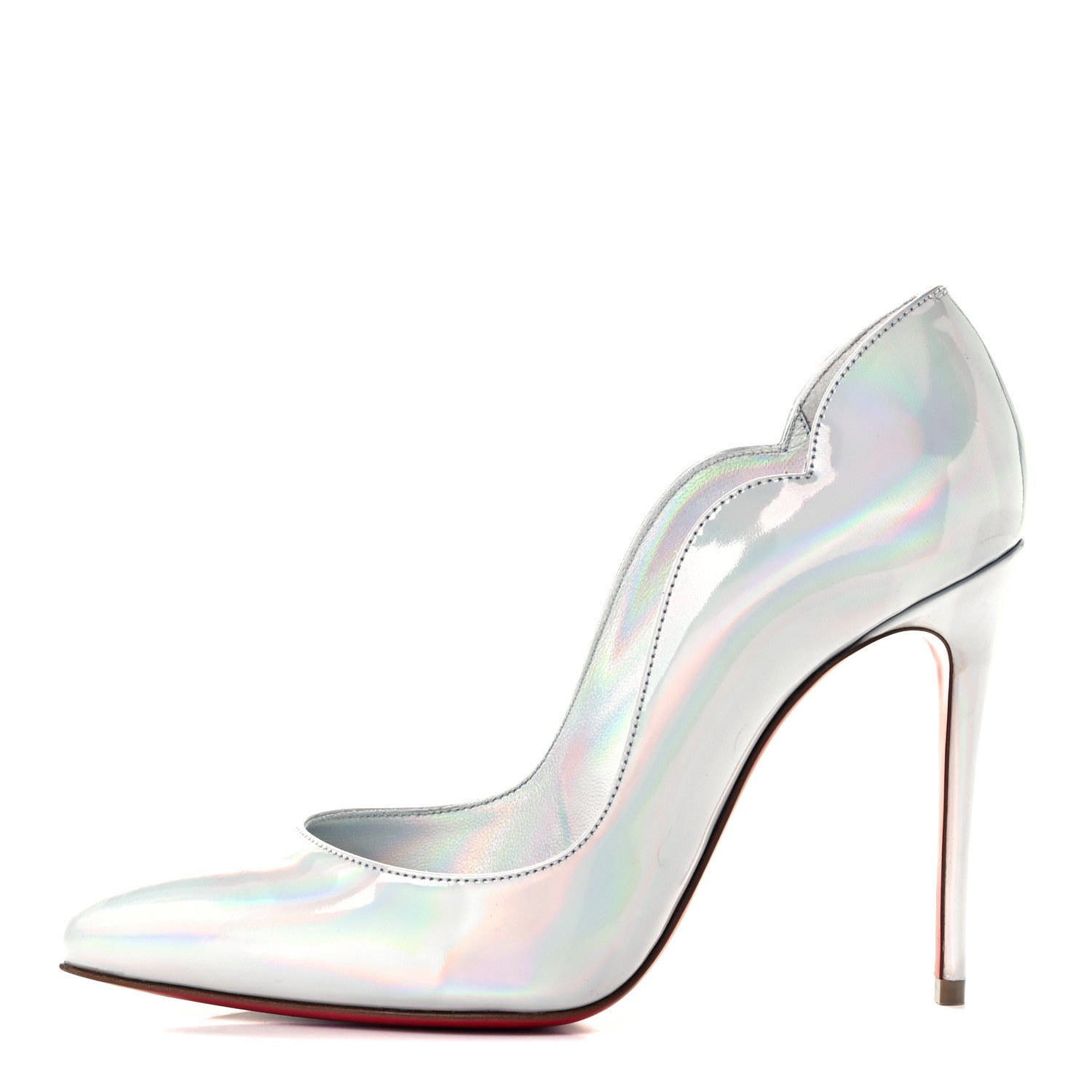 Christian Louboutin Metallic Patent Hot Chick 100 Pumps 35.5 White 1 of 10