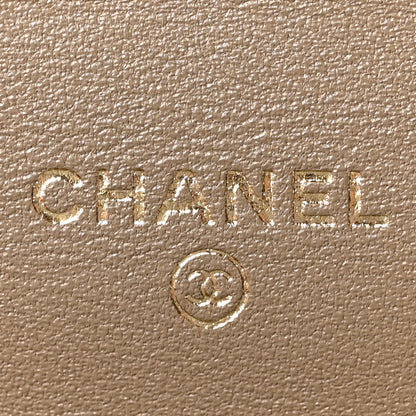 Chanel Calfskin Lizard Embossed Top Handle Long Clutch With Chain Dark Khaki 6 of 12