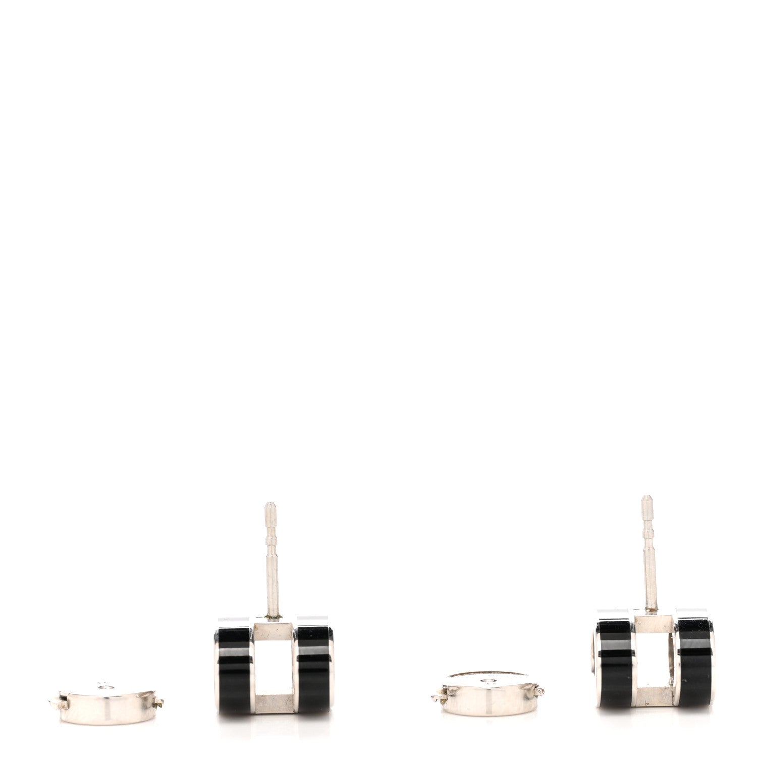 Hermes Palladium Lacquered Mini Pop H Earrings Black 3 of 6