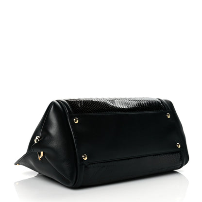 Salvatore Ferragamo Python Crocodile Ostrich Medium Sofia Satchel Black 4 of 9