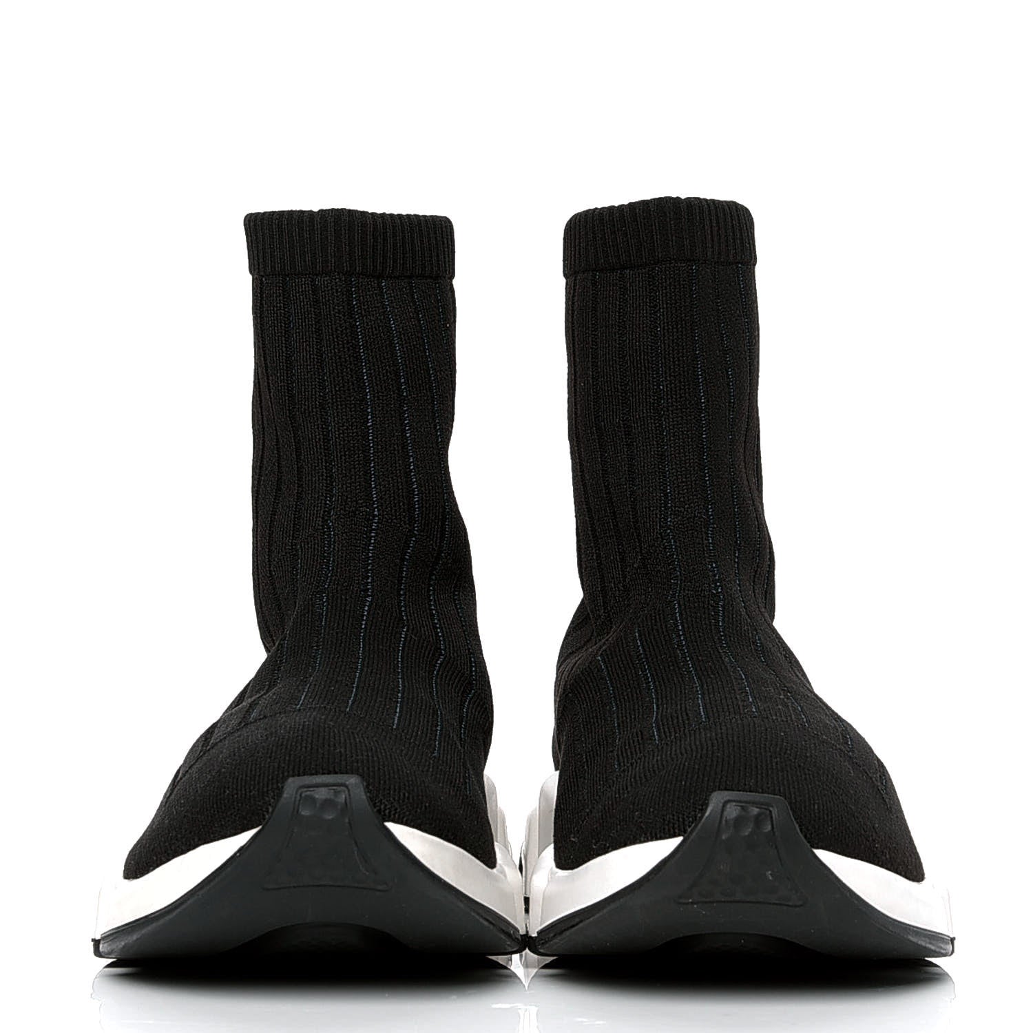 Balenciaga Ribbed Effect Knit Hi Speed Sneakers 42 Black Bleu 2 of 4