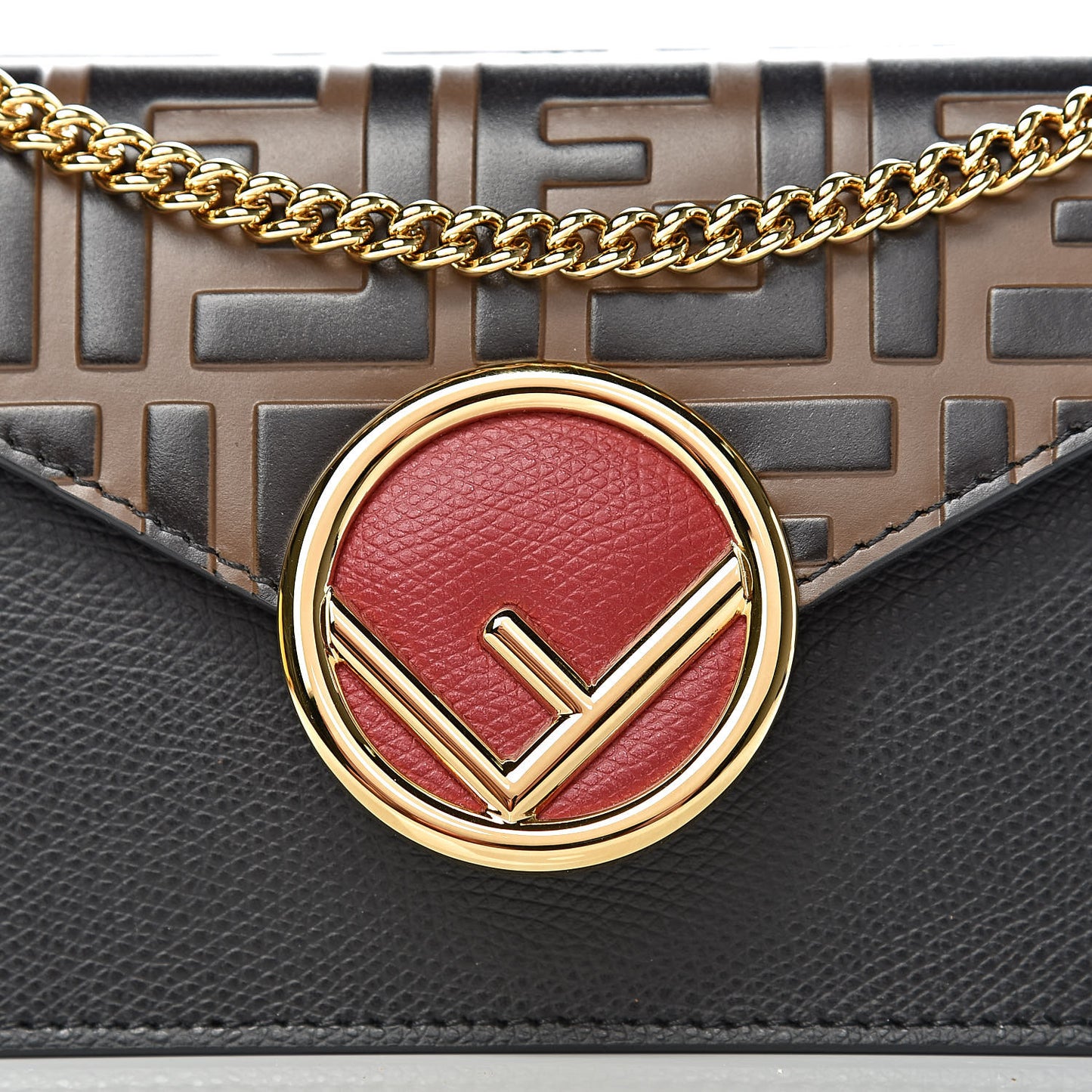 Vitello Cruise F is Fendi Bi-Color FF 1974 Embossed Envelope Belt Bag Maya Black