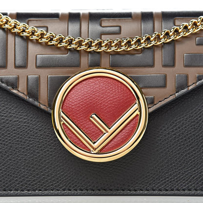 Fendi Vitello Cruise F is Fendi Bi-Color FF 1974 Embossed Envelope Belt Bag Maya Black 10 of 11