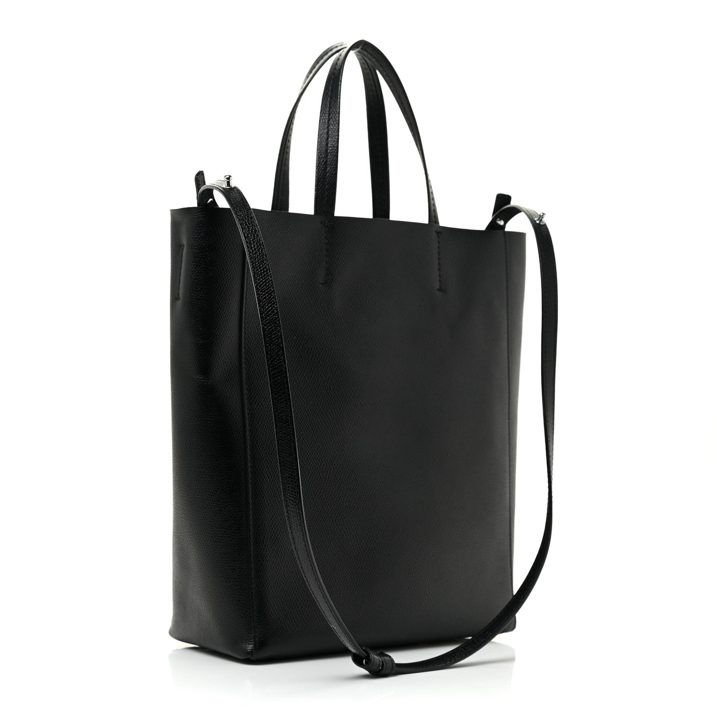 Grained Calfskin Small Vertical Cabas Black