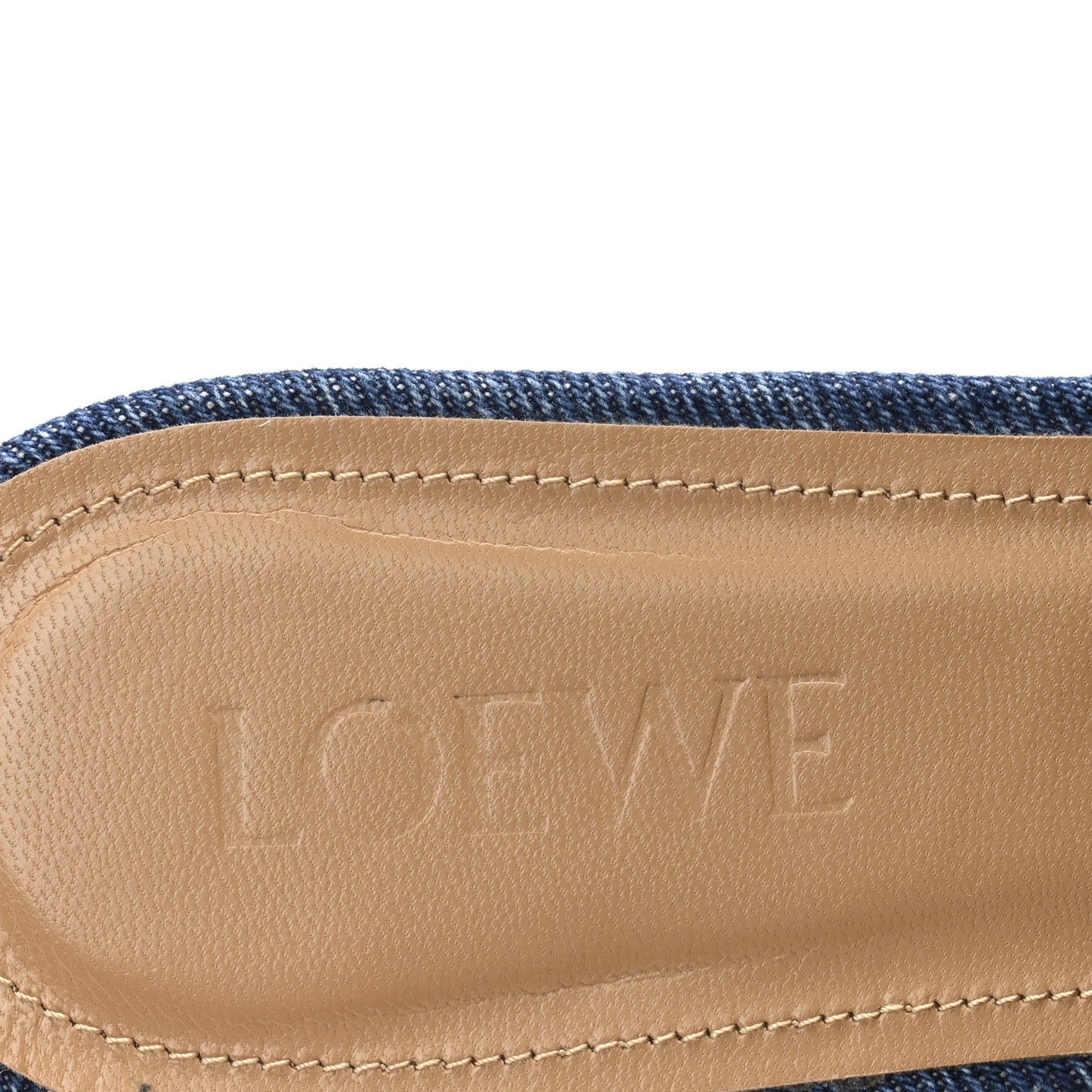 Washed Denim Calfskin Gate Mule Sandals 38 Blue Tan