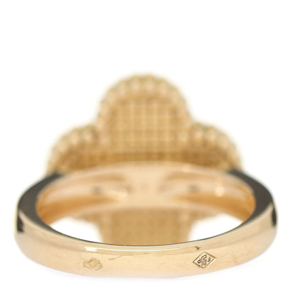 Van Cleef & Arpels 18K Yellow Gold Diamond Mother of Pearl Vintage Alhambra Ring 48 4.5 3 of 6