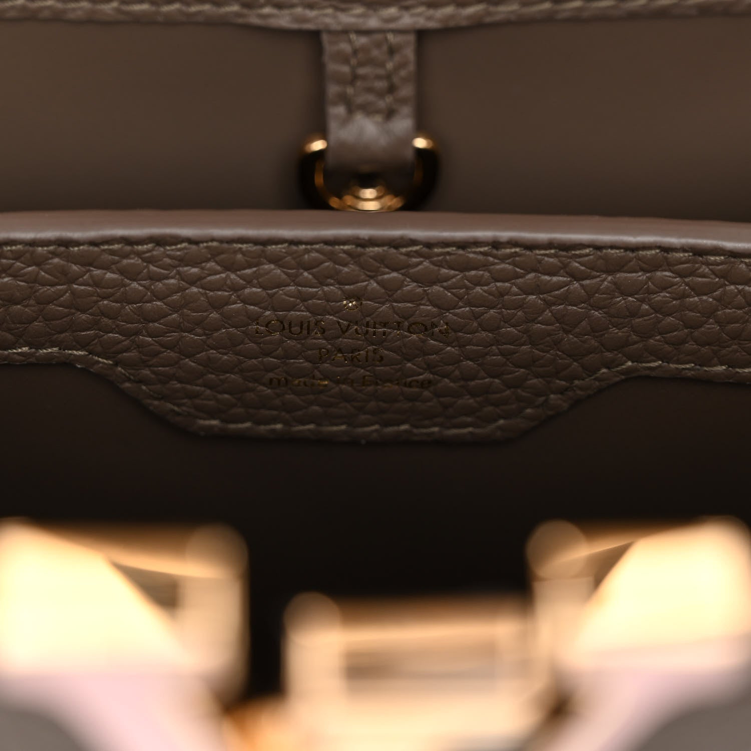 Louis Vuitton Taurillon Capucines MM Smokey Brown Green Creme Pink 6 of 9