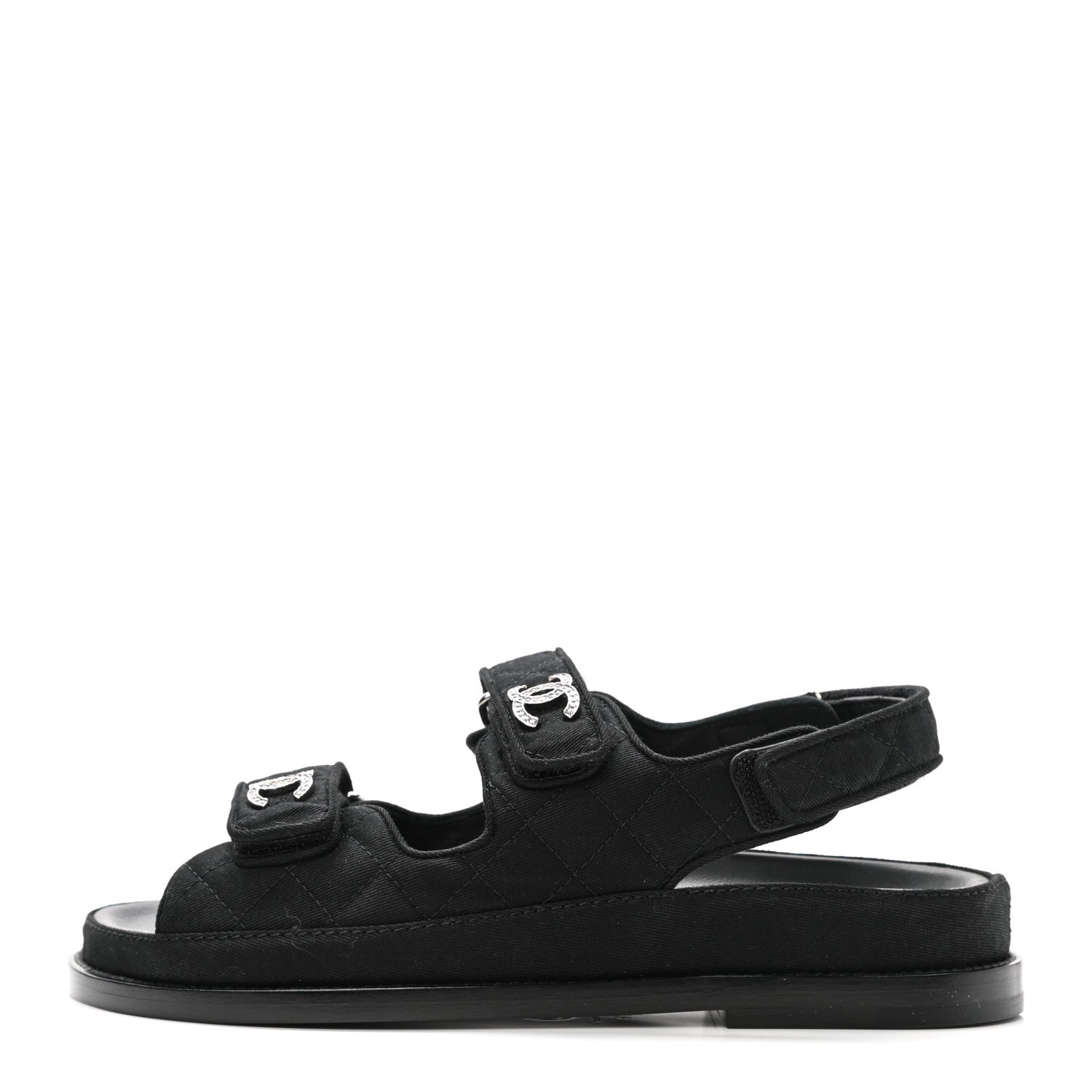 Chanel Mixed Fibers Velcro Dad Sandals 35.5 Black 1 of 9