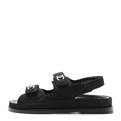 Chanel Mixed Fibers Velcro Dad Sandals 35.5 Black 1 of 9