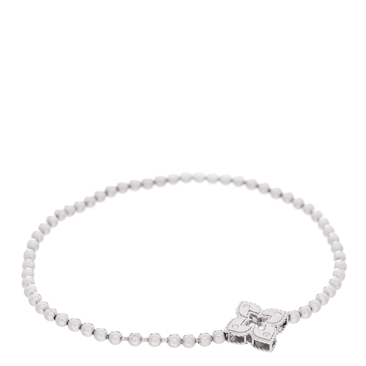 18K White Gold Diamond Small Venetian Princess Flower Stretch Bracelet