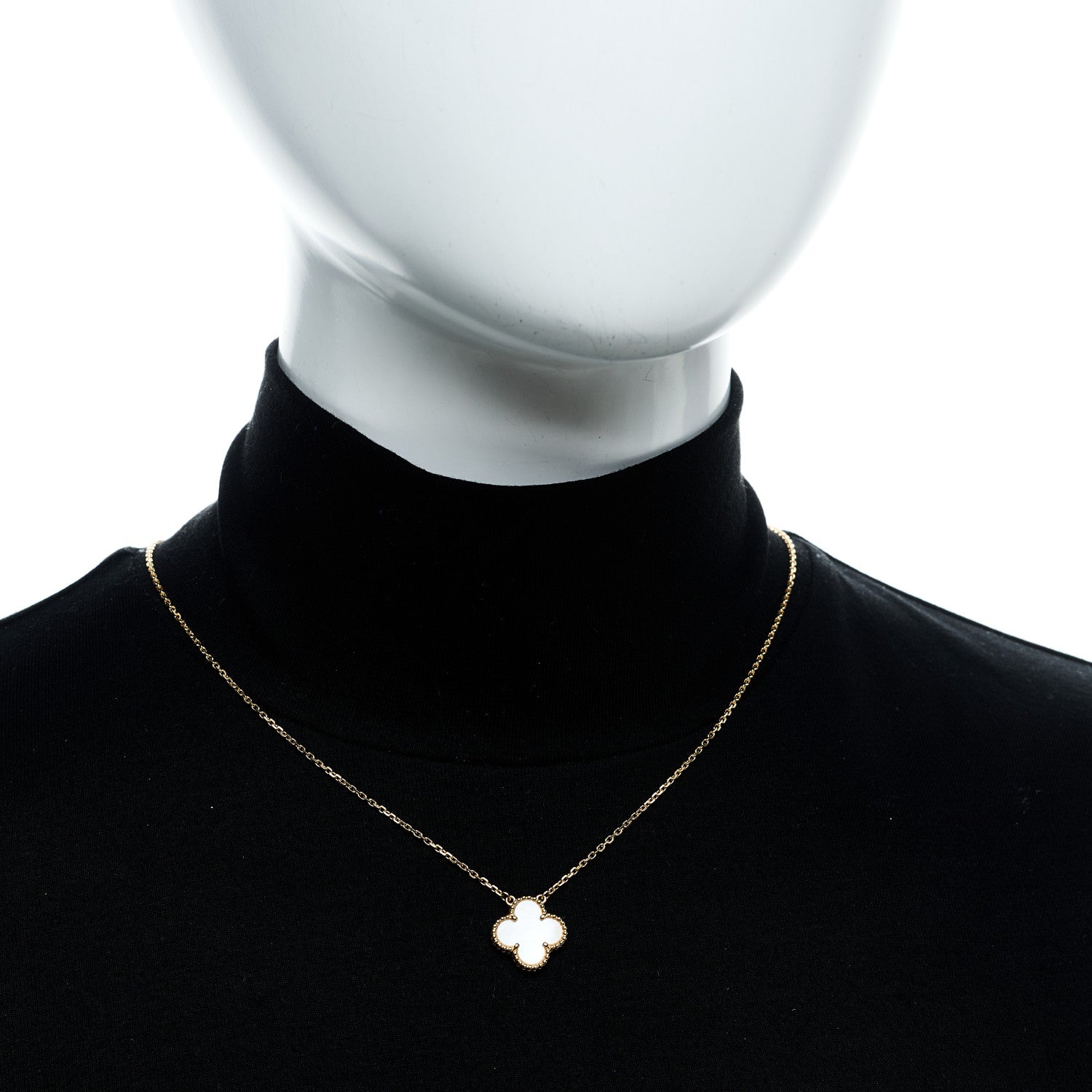 Van Cleef & Arpels 18K Yellow Gold Mother of Pearl Vintage Alhambra Pendant Necklace 2 of 6