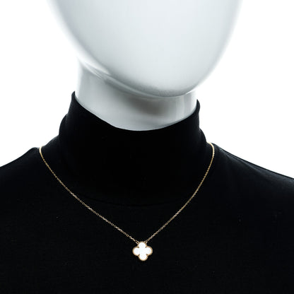 Van Cleef & Arpels 18K Yellow Gold Mother of Pearl Vintage Alhambra Pendant Necklace 2 of 6