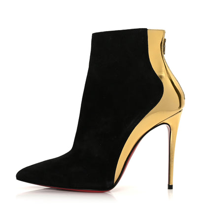 Christian Louboutin Veau Velours Specchio 100 Delicotte Booties 36 Black Gold 1 of 7