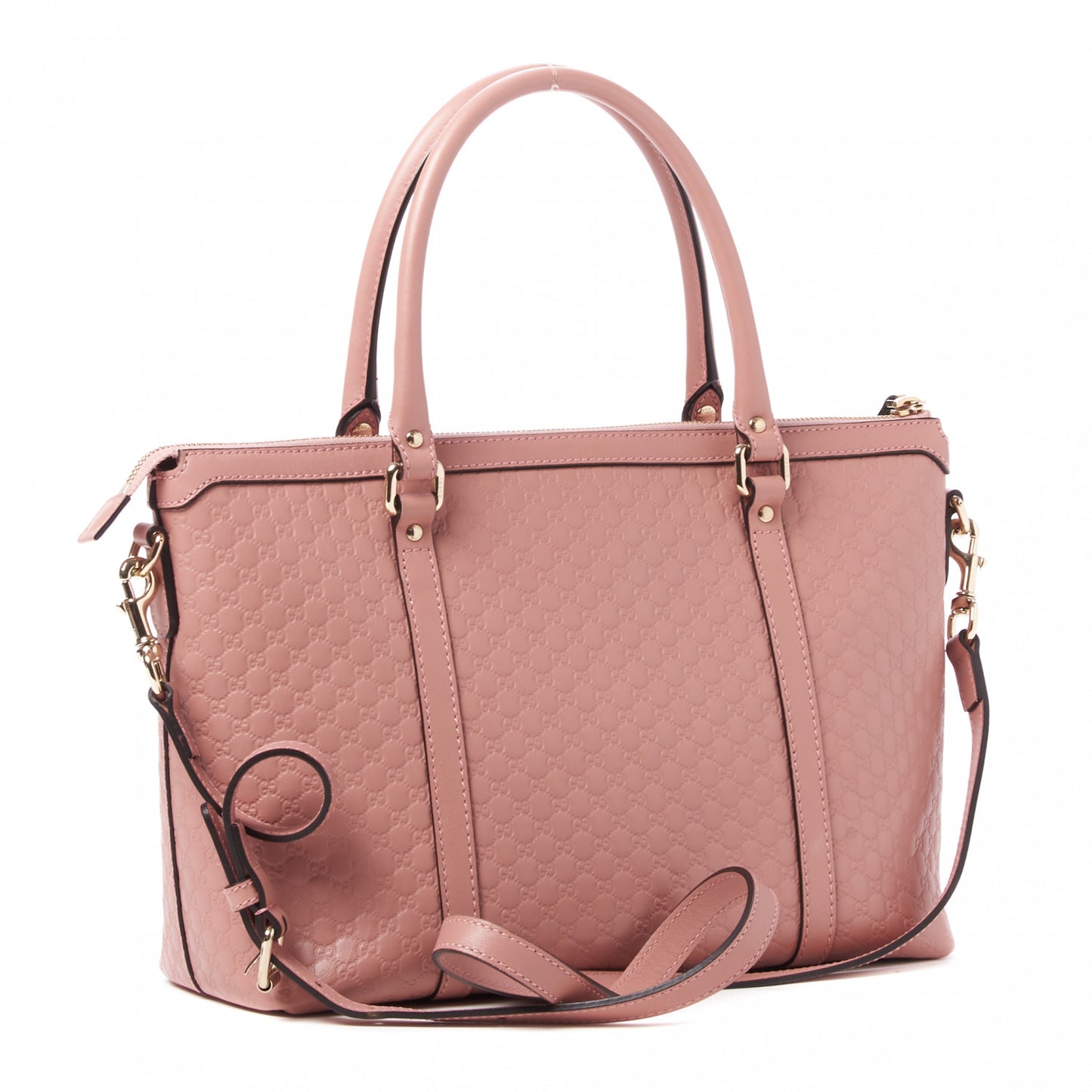 Soft Microguccissima Small Zippered Satchel Soft Pink