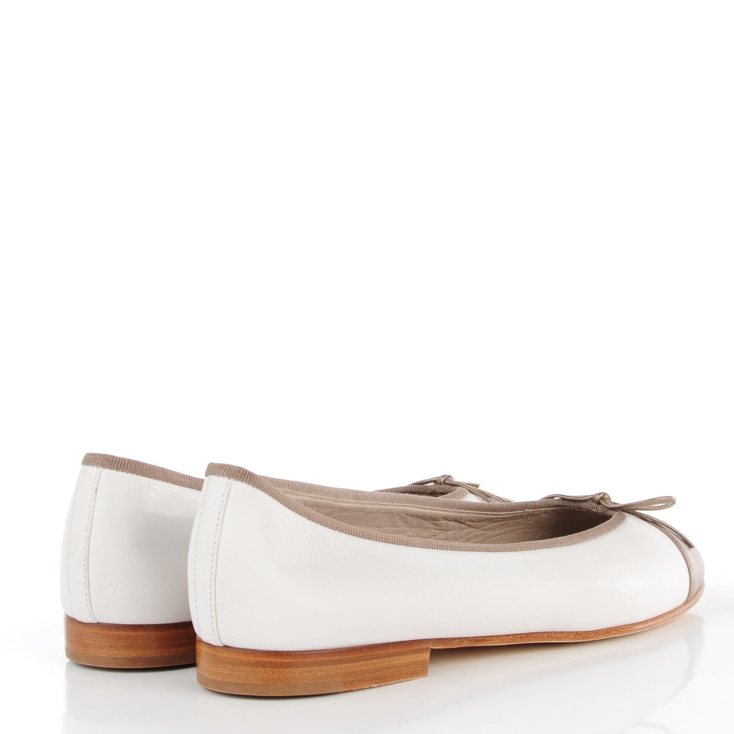 Chanel Lambskin Cap Toe CC Ballerina Flats 39 Dark White Bronze 4 of 9