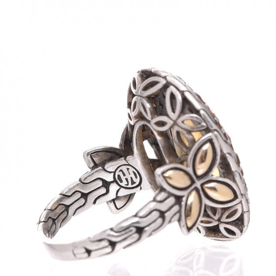 John Hardy Sterling Silver 18K Yellow Gold Citrine Garnet Batu Kawung Oval Ring 58 8.25 6 of 7