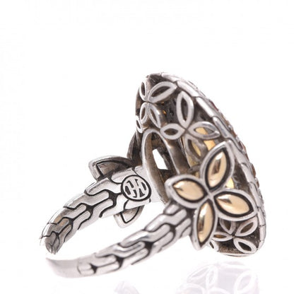 John Hardy Sterling Silver 18K Yellow Gold Citrine Garnet Batu Kawung Oval Ring 58 8.25 6 of 7