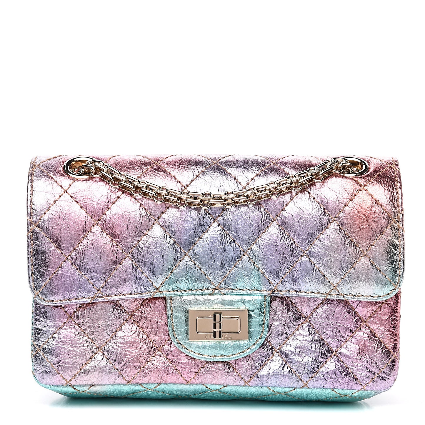 Metallic Goatskin Quilted Mini 2.55 Reissue Flap Multicolor