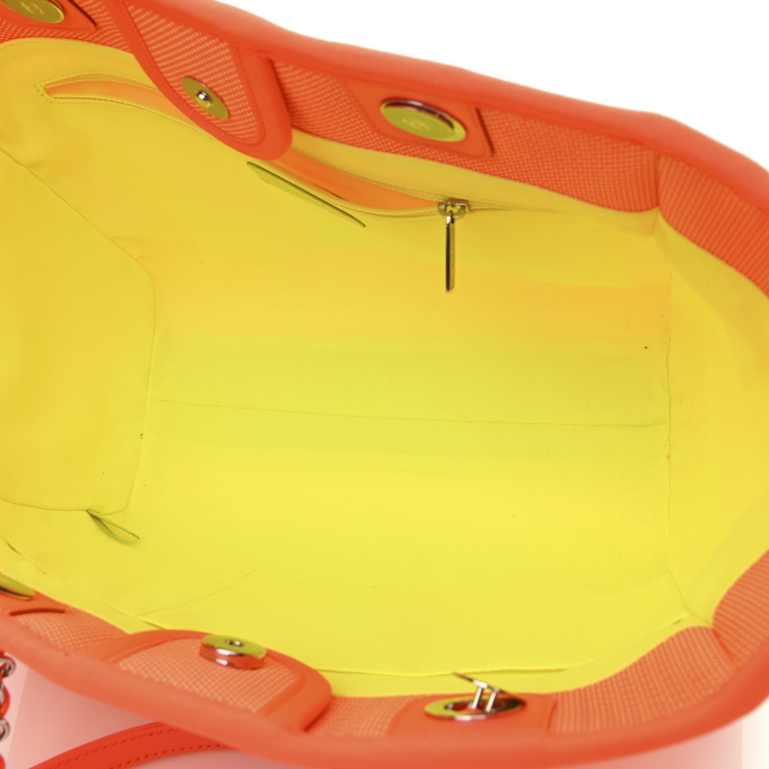 Chanel Mixed Fibers Calfskin Small Deauville Tote Orange Yellow 5 of 10