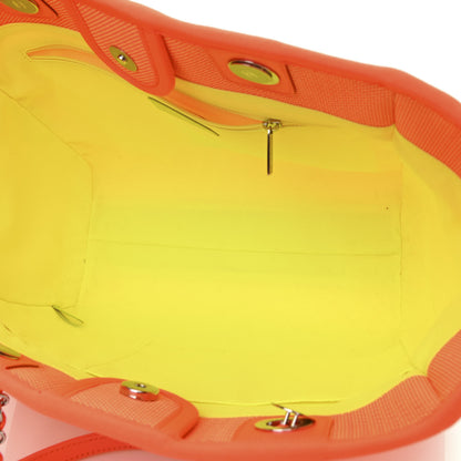 Chanel Mixed Fibers Calfskin Small Deauville Tote Orange Yellow 5 of 10