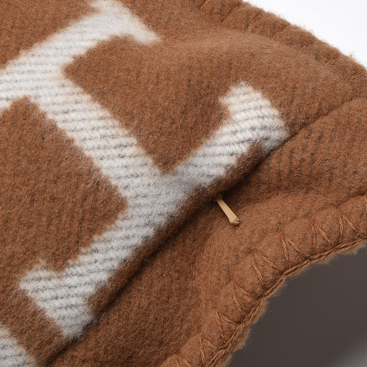 Hermes Wool Cashmere Avalon Pillow PM Ecru Camel 4 of 6