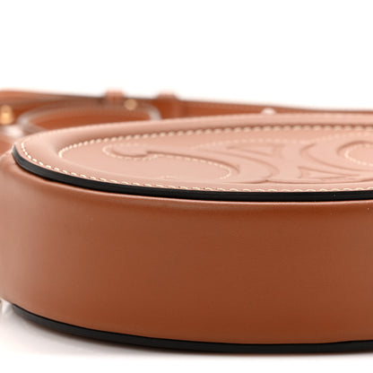 Celine Smooth Calfskin Cuir Small Triomphe Oval Crossbody Purse Tan 9 of 10