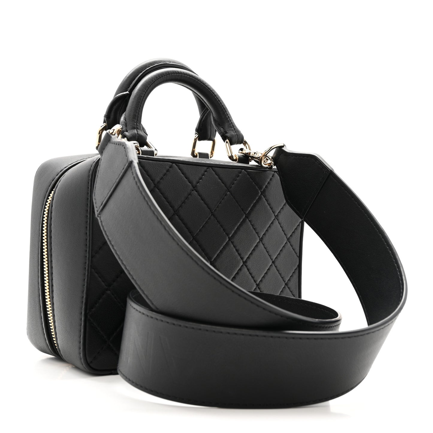 Calfskin Quilted Travel Kit Vanity Case Black
