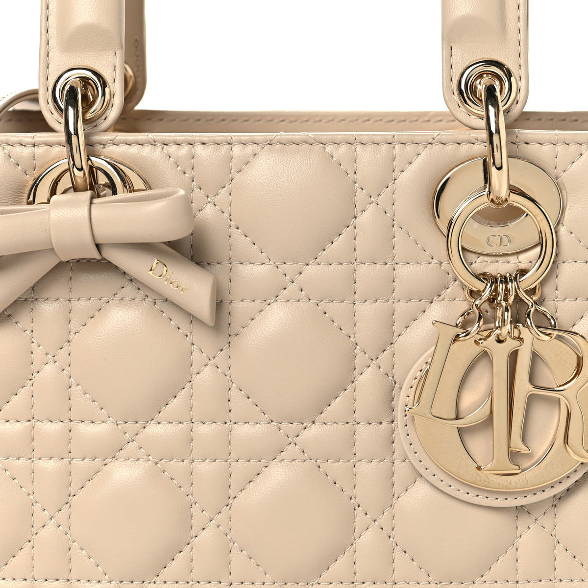Christian Dior Lambskin Cannage Small Lady Dior Beige 8 of 10