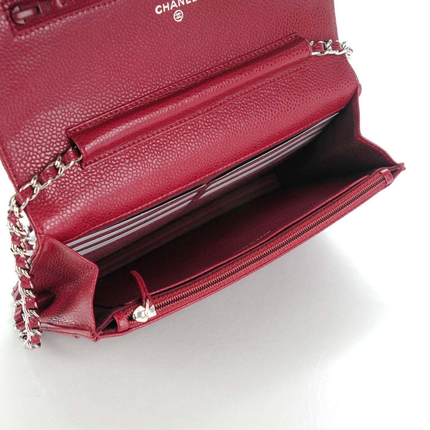 Caviar Quilted Wallet On Chain WOC Dark Red