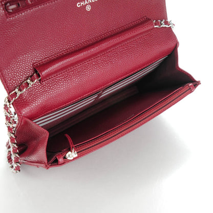 Chanel Caviar Quilted Wallet On Chain WOC Dark Red 5 of 8
