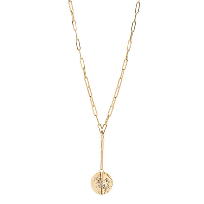 Foundrae 18K Yellow Gold Diamond Large Blossoms Medallion Classic Fob Chain Necklace 1 of 5