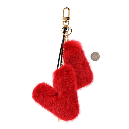 Louis Vuitton Mink Fur LV Initials Bag Charm Red 2 of 4