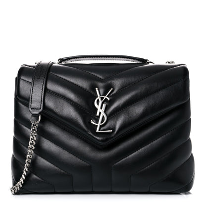 Saint Laurent Calfskin Y Quilted Monogram Small Loulou Chain Satchel Black 1 of 15