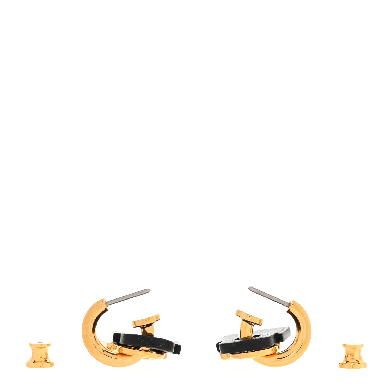 Hermes Gold Swift O'Kelly Earrings Black 3 of 5