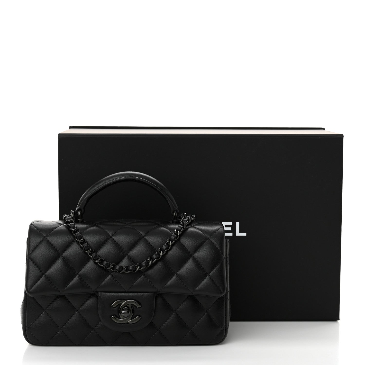 Chanel Lambskin Quilted Mini Top Handle Rectangular Flap So Black 12 of 12