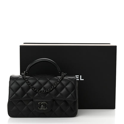 Chanel Lambskin Quilted Mini Top Handle Rectangular Flap So Black 12 of 12
