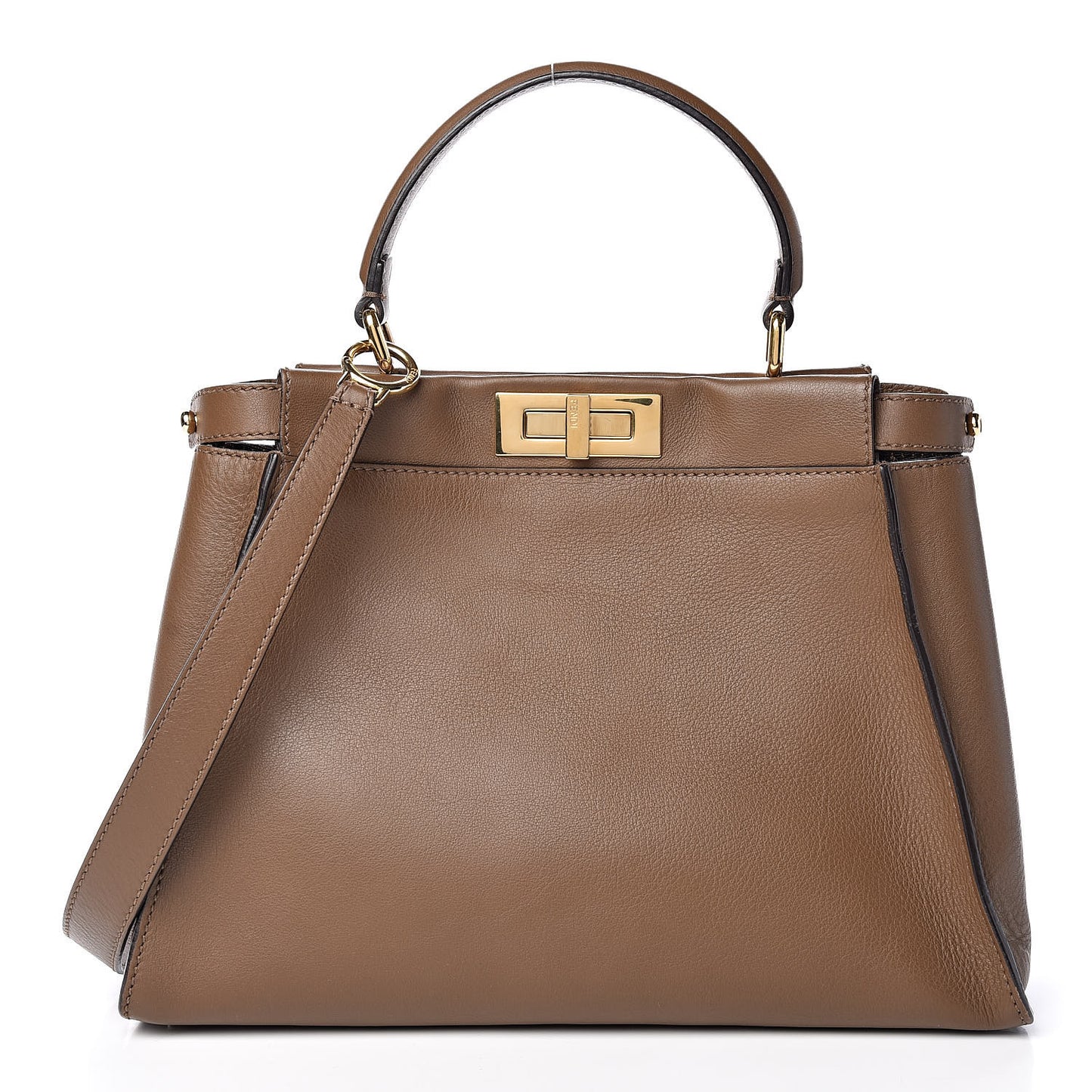Vitello Seta Fabric Jacquard Pequin Medium Peekaboo Iconic Satchel Foresta Tobacco