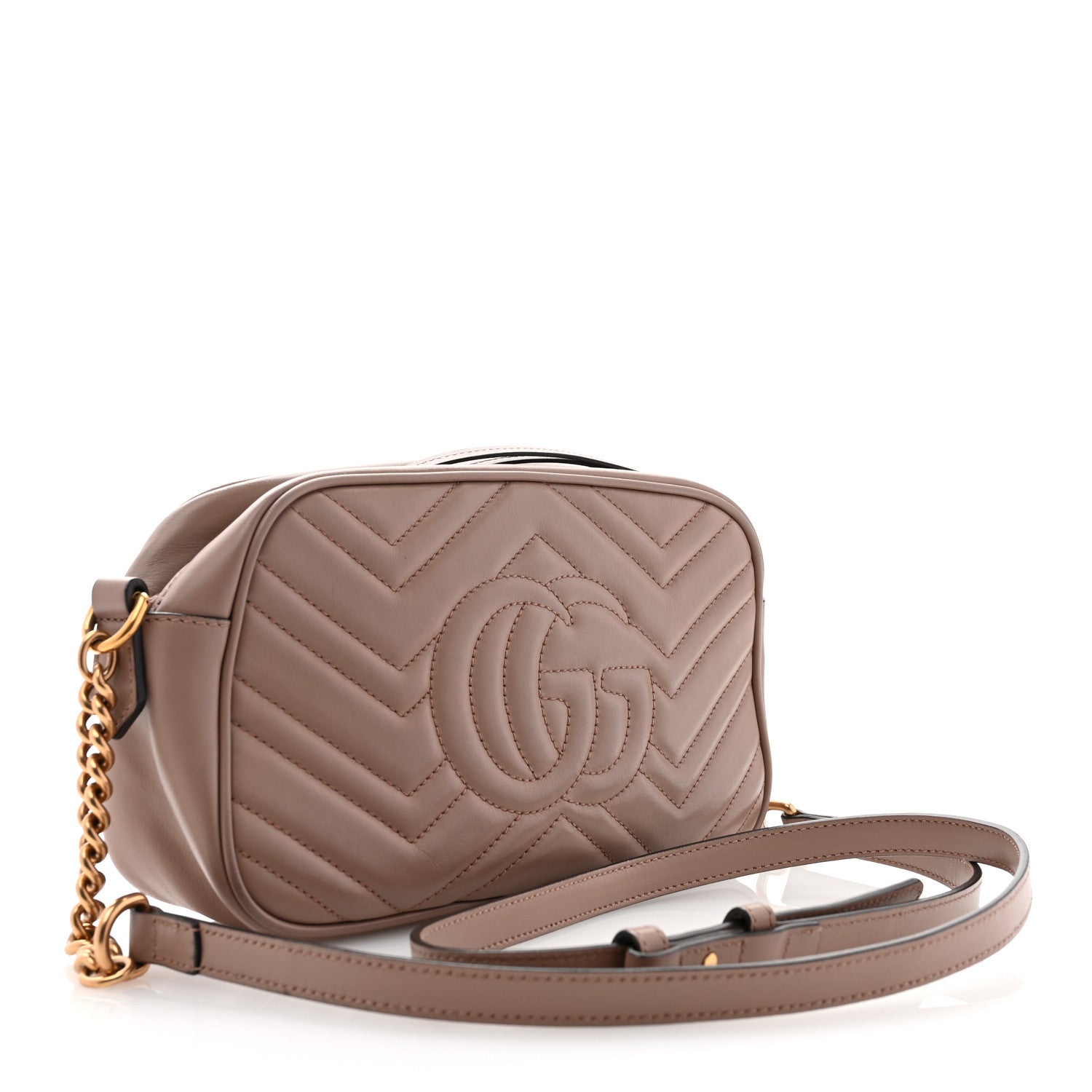 Gucci Calfskin Matelasse Small GG Marmont Chain Shoulder Bag Porcelain Rose 3 of 13