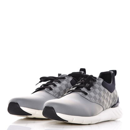 Louis Vuitton Nylon Suede Damier Fastlane Low Sneakers 8.5 Grey Black 3 of 10