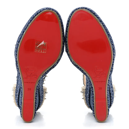 Christian Louboutin Denim Madmonica 120 Wedge Sandals 39 Blue 6 of 9