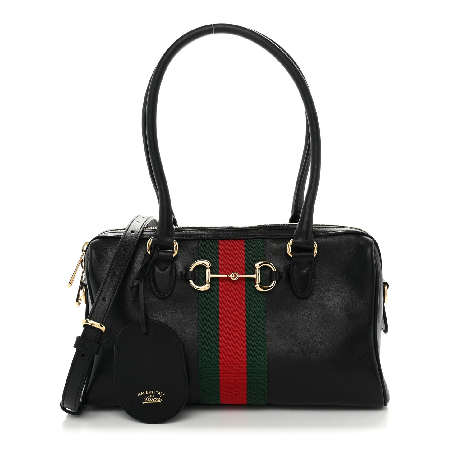 Calfskin Web Medium Borsetto Boston Black