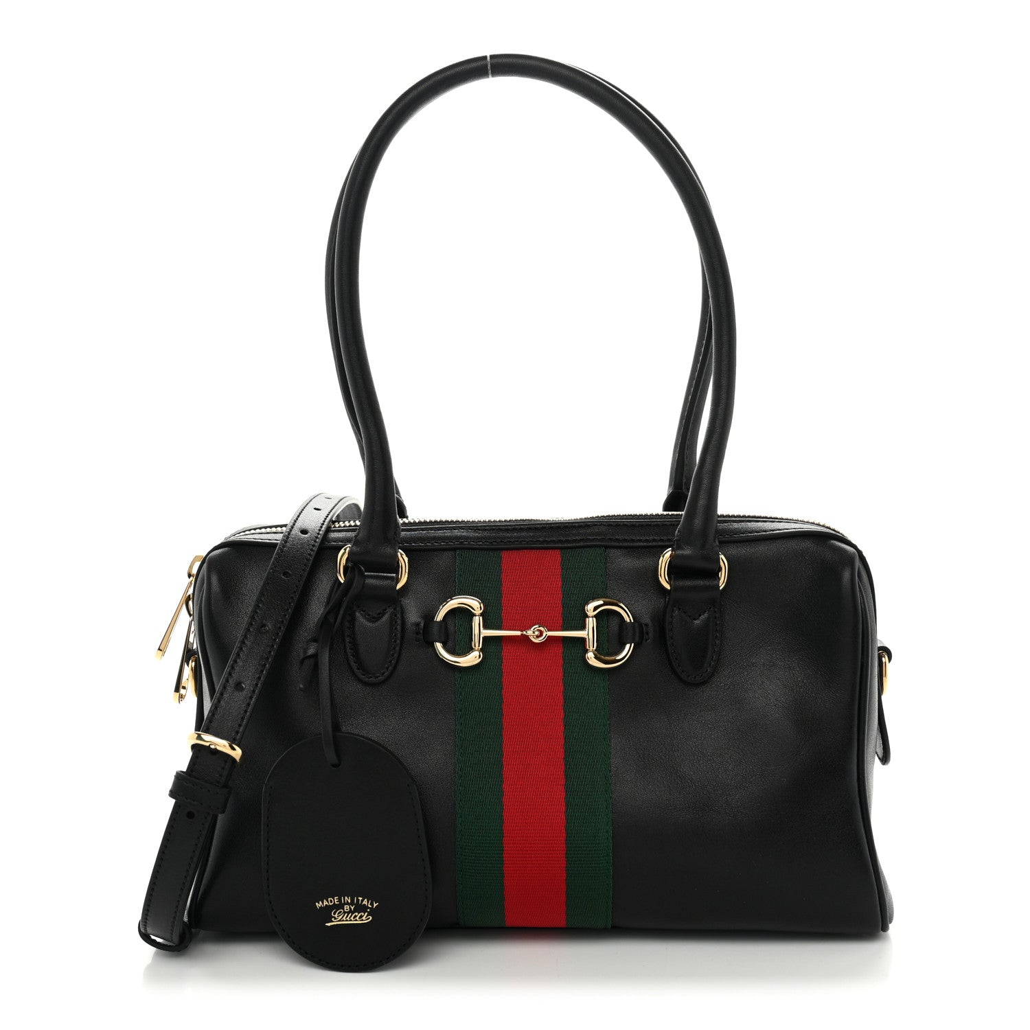 Gucci Calfskin Web Medium Borsetto Boston Black 1 of 10