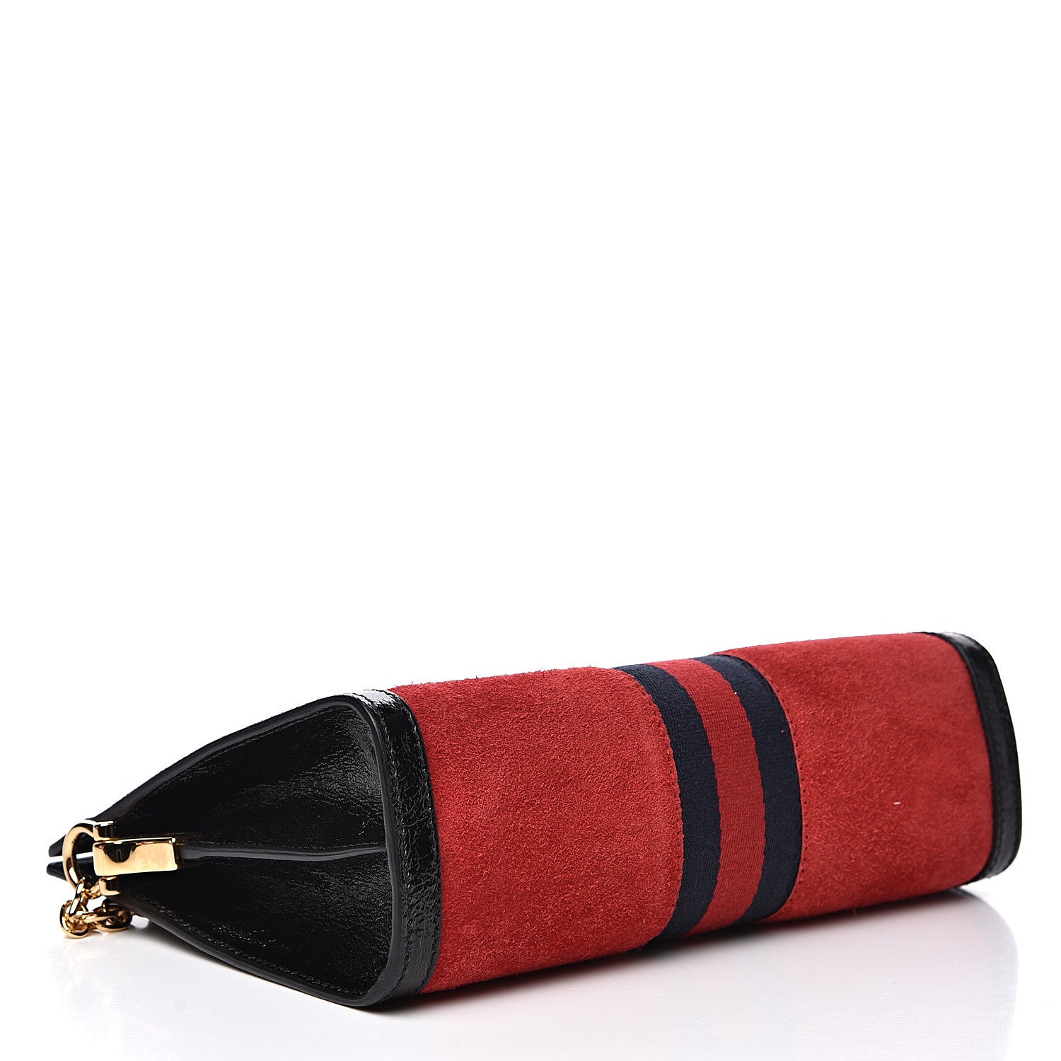 Gucci Suede Patent Web Small Ophidia Chain Shoulder Bag Hibiscus Red Black 3 of 12